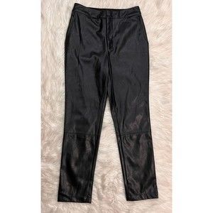 Express x Negin Mirsalehi Womens Faux Leather Ankle Pant Black Size 4